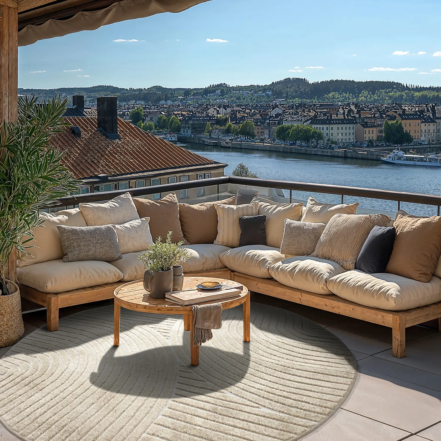 Pyöreät matot - Indoor/Outdoor Devon (beige)