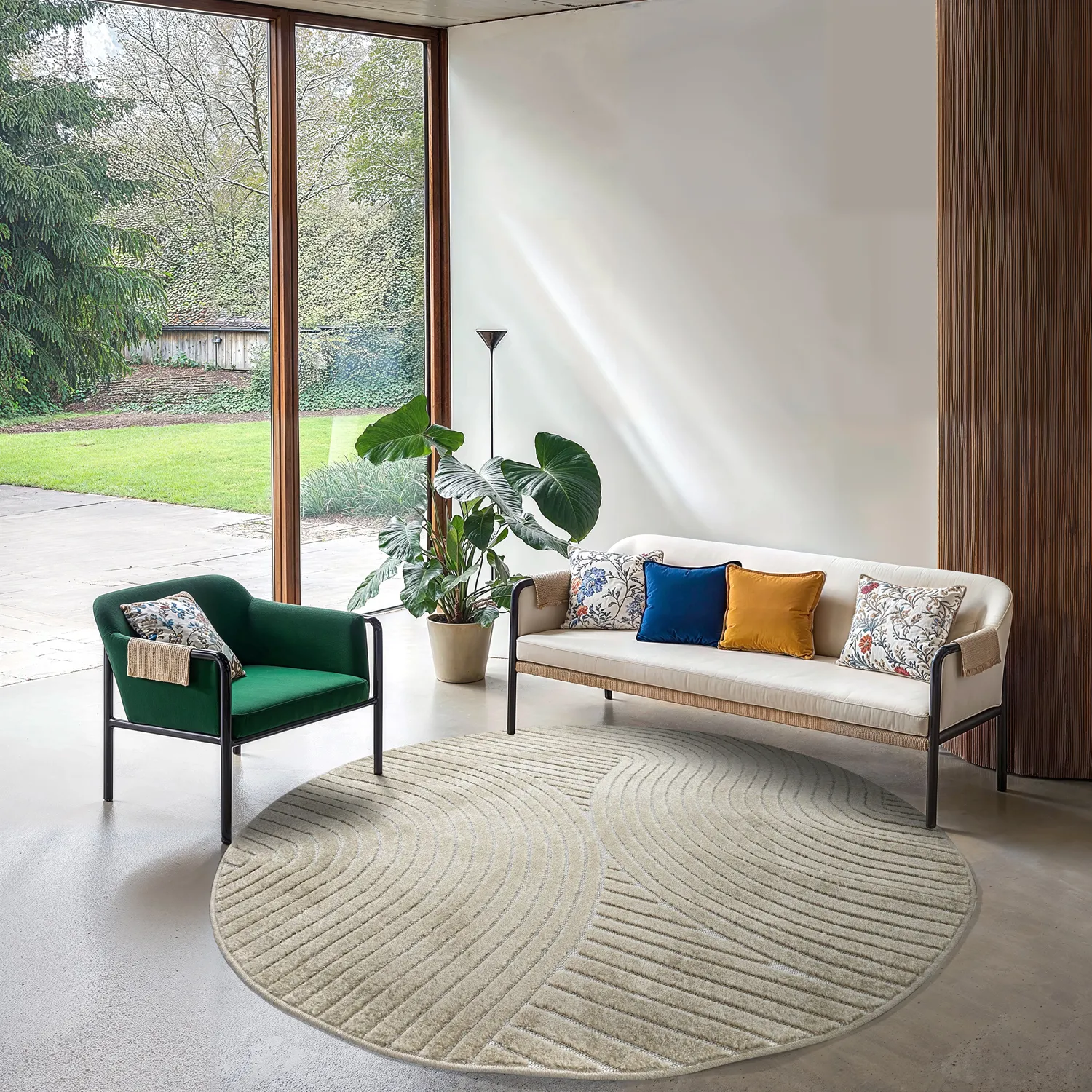 Pyöreät matot - Indoor/Outdoor Devon (beige)