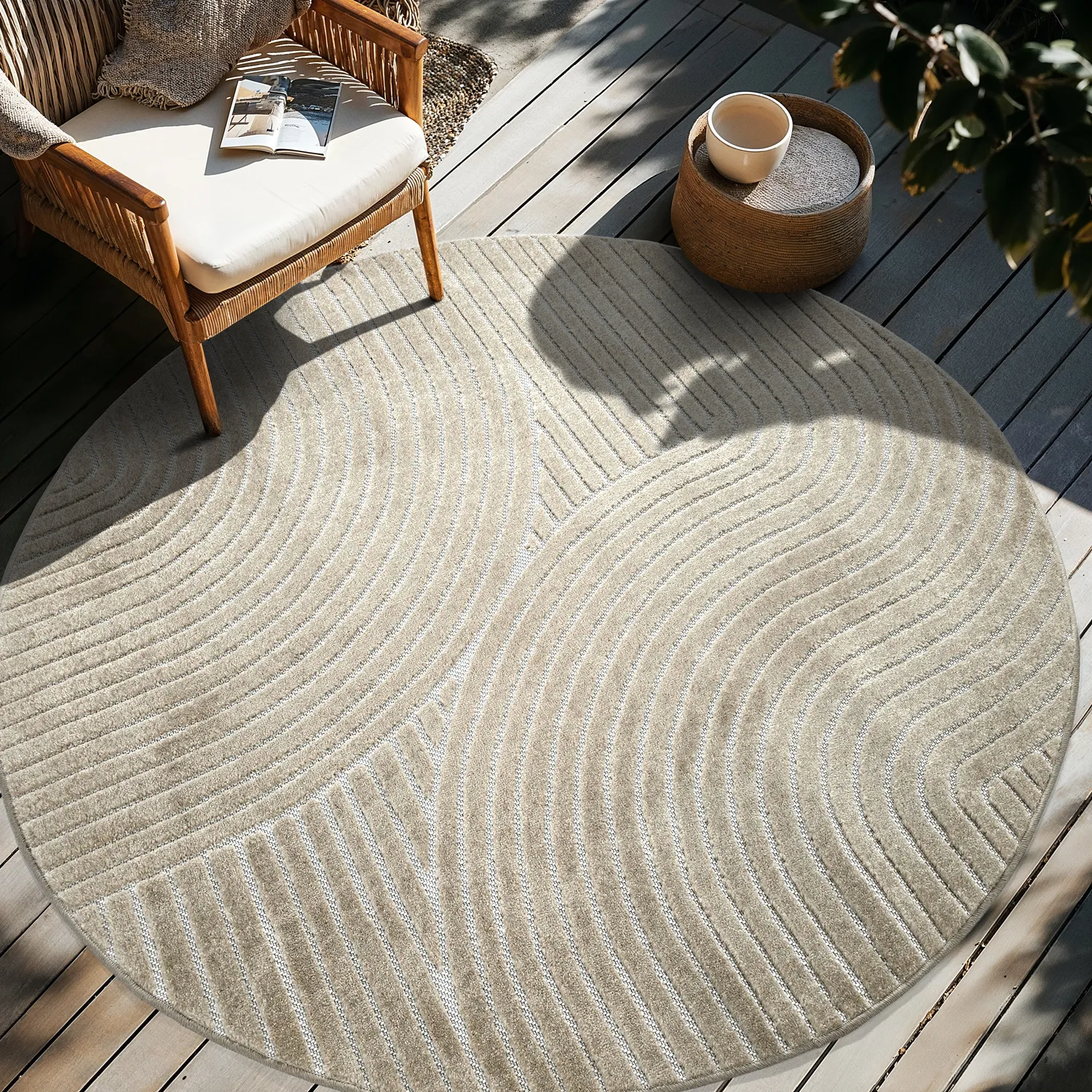 Pyöreät matot - Indoor/Outdoor Devon (beige)