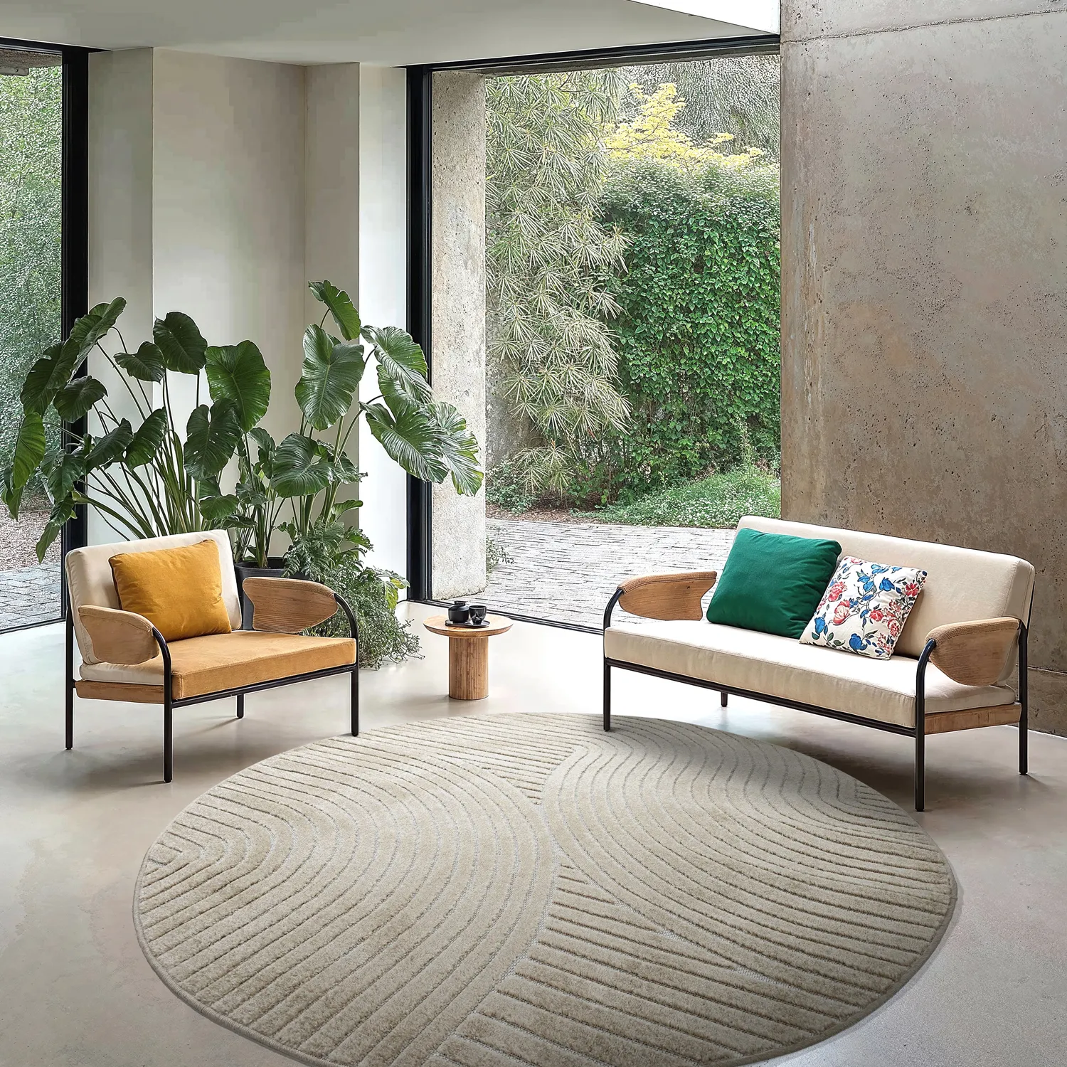 Pyöreät matot - Indoor/Outdoor Devon (beige)