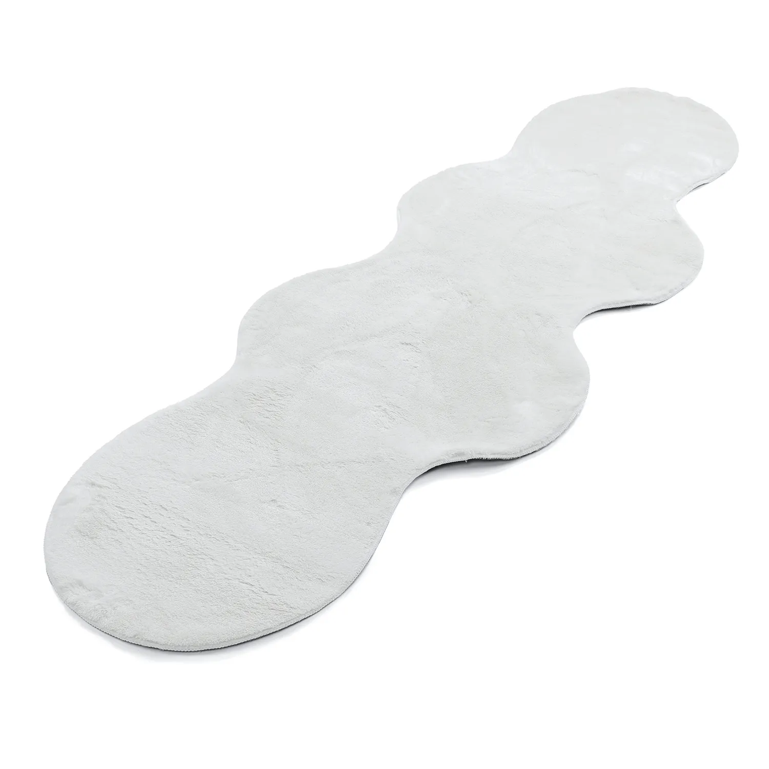 Aaltokuvioinen Käytävämatto - Aranga Super Soft Fur (valkoinen)