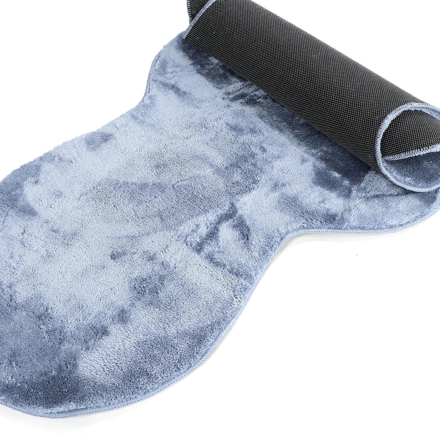Aaltokuvioinen Käytävämatto - Aranga Super Soft Fur (terässininen)