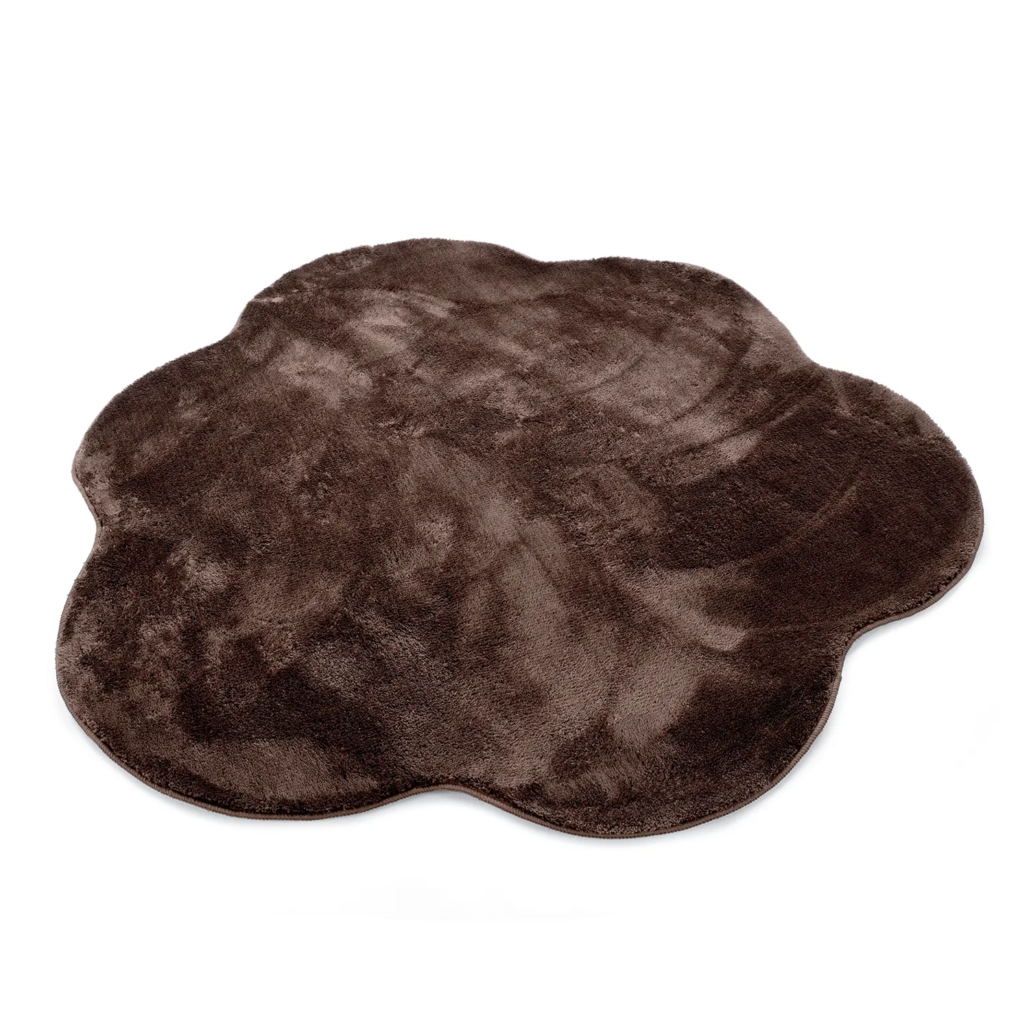 Pyöreä Aaltokuvioinen Matto - Aranga Super Soft Fur (tummanruskea)