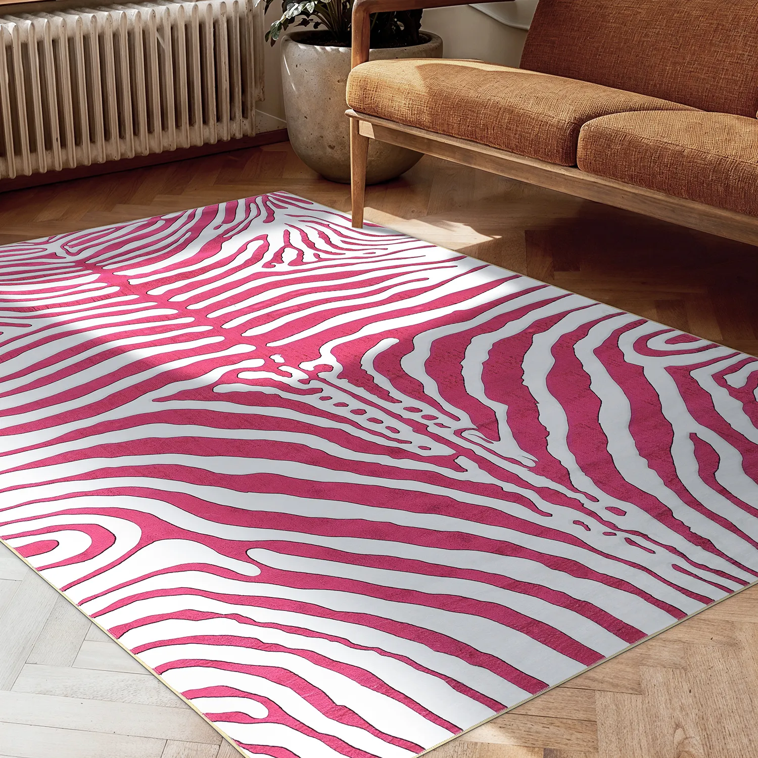 Wilton-matto - Zebra (vaaleanpunainen)